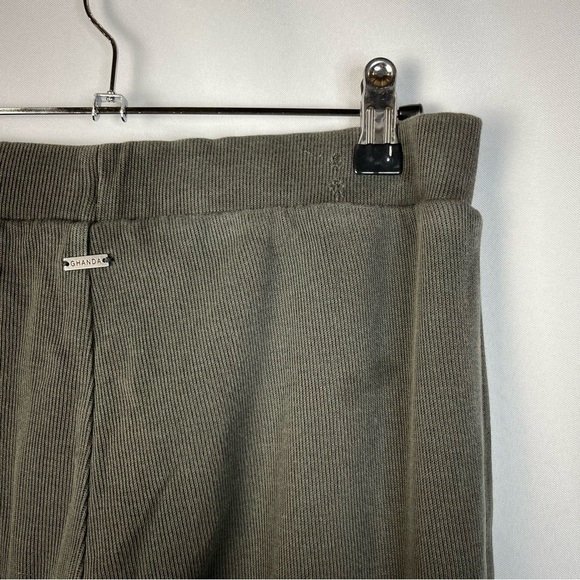 Ghanda Dark Charcoal Gray Ribbed Flare Lounge Pants M - Picture 4 of 5